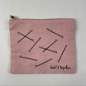 Oak Lane Cosmetic Bag Womens Pink Gold Zipper Square